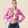 Red Leather Jacket Women Short White Motorcycle Biker Jackets Veste Cuir Femme Pink Black Soft Coats Blouson Cuir Femme UV1063