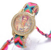 Rainbow Geneva Watch Women vintage hippie Mexican Rhinestone Style dial Fridas Fashion wristwatch Lace Chain Braid Reloj