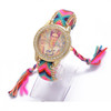 Rainbow Geneva Watch Women vintage hippie Mexican Rhinestone Style dial Fridas Fashion wristwatch Lace Chain Braid Reloj