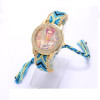 Rainbow Geneva Watch Women vintage hippie Mexican Rhinestone Style dial Fridas Fashion wristwatch Lace Chain Braid Reloj