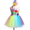 Rainbow Baby Girls Fancy Tutu Dress Holiday Flower Fluffy Baby Dress with Headband 1st Birthday Photo Costume TS092