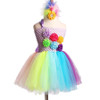 Rainbow Baby Girls Fancy Tutu Dress Holiday Flower Fluffy Baby Dress with Headband 1st Birthday Photo Costume TS092