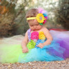Rainbow Baby Girls Fancy Tutu Dress Holiday Flower Fluffy Baby Dress with Headband 1st Birthday Photo Costume TS092