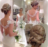 Lace Mermaid Deep V Neck Cap Sleeves Mermaid Long Wedding Dresses 2016 Sexy See Through Back Floor Length Wedding Dress SML30306