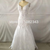 Lace Mermaid Deep V Neck Cap Sleeves Mermaid Long Wedding Dresses 2016 Sexy See Through Back Floor Length Wedding Dress SML30306