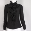 Lace Girl Fashion 2017 Stand Collar Long Sleeve Women Shirt OL Office Formal Elegant Ruffle Blouse Office Chiffon Tops Plus Size