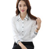 Lace Girl Chiffon White Shirts Office Blouses For Women Formal Blusas 2018 Spring Fashion Long Sleeve Collared Ladies Shirt Tops