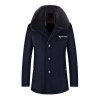 KOLMAKOV 2017 new winter high quality fur collar men's wool trench coat,cashmere windbreaker Thicker 50% woolen overcoat.