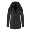 KOLMAKOV 2017 new winter high quality fur collar men's wool trench coat,cashmere windbreaker Thicker 50% woolen overcoat.