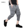 Big Pocket Male Harem Pant Jogger Sweatpants Men Fashion Casual Calf Length Trousers