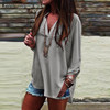Hot Sale Women Blouses 2016 Vintage Sexy Blusas V Neck Long Sleeve Casual Loose Solid Chiffon Shirts Tops Tees Plus Size