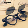 Hot Sale Steampunk Goth Glasses Goggles Round Flip Up Sunglasses Women Men Retro Vintage Fashion Eyewear Unisex Oculos de sol