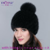 Hot sale real mink fur hat for women winter knitted mink fur beanies cap with fox fur pom poms 2015 brand new thick  female cap Hot sale real mink fur hat for women winter knitted mink fur beanies cap with fox fur pom poms 2015 brand new thick  female cap