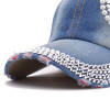 2017 Korean Style Women Denim Baseball Cap Rhinestone Heart Shape Caps for Spring/Summer/Autumn/Winner
