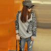 2017 Korean Casual Zebra Stripes Harajuku Loose Thin Hoodies Woman Sweatshirt Patchwork Pullover Batwing Sleeve O-neck Large