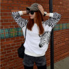 2017 Korean Casual Zebra Stripes Harajuku Loose Thin Hoodies Woman Sweatshirt Patchwork Pullover Batwing Sleeve O-neck Large