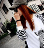 2017 Korean Casual Zebra Stripes Harajuku Loose Thin Hoodies Woman Sweatshirt Patchwork Pullover Batwing Sleeve O-neck Large