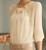 2017 Fashion Chiffon Shirts New Turn-down Collar White Blouse Brand Women Lace Loose Plus Size S-XXL Casual Blusas Femininas