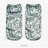 2017 Fashion Casual Cute Harajuku Funny Socks Unisex Low Cut Ankle Socks  Dollar Style Hockn 3D Printed Meias Man Women Sock