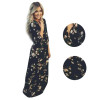 Stylish Women Boho Floral Long Maxi Dress Elegant Black Dress with Belt Stylish Women Boho Floral Long Maxi Dress Elegant Black Dress with Belt