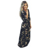 Stylish Women Boho Floral Long Maxi Dress Elegant Black Dress with Belt Stylish Women Boho Floral Long Maxi Dress Elegant Black Dress with Belt