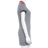 Striped Navy V neck Summer Dresses Casual Bodycon Knee-Length Summer Dress Women Clothes