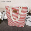 Stripe Black Handbag Summer Beach Bag Canvas Tote Bags Canvas Woman Shopping Bag Women Cheap Hand Bags Shoulder Sac a Main