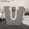 Stripe Black Handbag Summer Beach Bag Canvas Tote Bags Canvas Woman Shopping Bag Women Cheap Hand Bags Shoulder Sac a Main