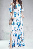 Chicnico Fashion Off Shoulder Short Sleeve Floral Slit Maxi Dress Chicnico Fashion Off Shoulder Short Sleeve Floral Slit Maxi Dress