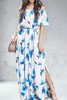 Chicnico Fashion Off Shoulder Short Sleeve Floral Slit Maxi Dress Chicnico Fashion Off Shoulder Short Sleeve Floral Slit Maxi Dress