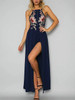 Chicnico Embroidery Halter Open Back Maxi Dress
