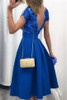 Chicnico Duplicate Solid Color Lace Midi Dress