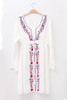 Chicnico Duplicate Embroidery White Beach Dress Cover Up