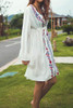 Chicnico Duplicate Embroidery White Beach Dress Cover Up