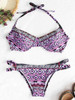 Chicnico deep plunging Boho Floral Print Bikini Set