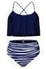 Chicnico Color Block Tank High Waist Bikini Set