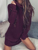 Chicnico Casual Knit Turtleneck Solid Color Sweater Dress