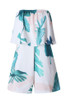 Chicnico Casual Leaf Printed Flounce Off Shoulder Short Jumpsuit