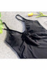 Chicnico Casual Bow Tie Front Solid Color Bikini Set
