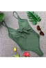 Chicnico Casual Bow Tie Front Solid Color Bikini Set