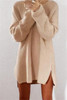 Chicnico Casual  Zipper Solid Color Long Sleeve Sweater Dress