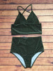 Chicnico Beach Babe Army green Corduroy Solid Color Bikini Set