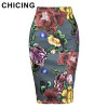 CHICING High Street Floral Pattern Bronzing Pencil Print Skirts Women 2018 Sexy Stretch Empire Bodycon Midi Skirt Saias A1708014