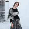 CHICEVER Patchwork Women's Winter Sweaters Tassel Knitting Pullover Female Batwing Long Sleeve Jumper Top Casual Big Size Autumn