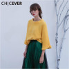 CHICEVER Off Shoulder Sexy Sweaters for Women Slash Neck Knitting Pullover Female Tops Batwing Flare Sleeve Casual Jumper Autumn