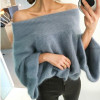 CHICEVER Off Shoulder Sexy Sweaters for Women Slash Neck Knitting Pullover Female Tops Batwing Flare Sleeve Casual Jumper Autumn