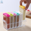 Transparent Spice Jar Newest Simple Colorful Lid Seasoning Box 6pcs/set Kitchen Tools Salt Condiment Cruet Storage Box A539