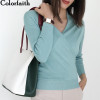 Colorfaith Women Pullover Sweater 2018 Knitting Autumn Winter Multi Colors Sexy V-Neck Elegant Bottoming Ladies Tops SW1018