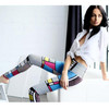 Color Stitching Sexy Leggings Women Square Elastic High Waist Leggings Pants Women Workout Leggings Autumn Winter Leggings