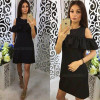 Cold Shoulder Ruffles Solid Colour Summer Dress Women 2018 O-Neck Butterfly Sleeve Casual Dress Party Mini Dresses